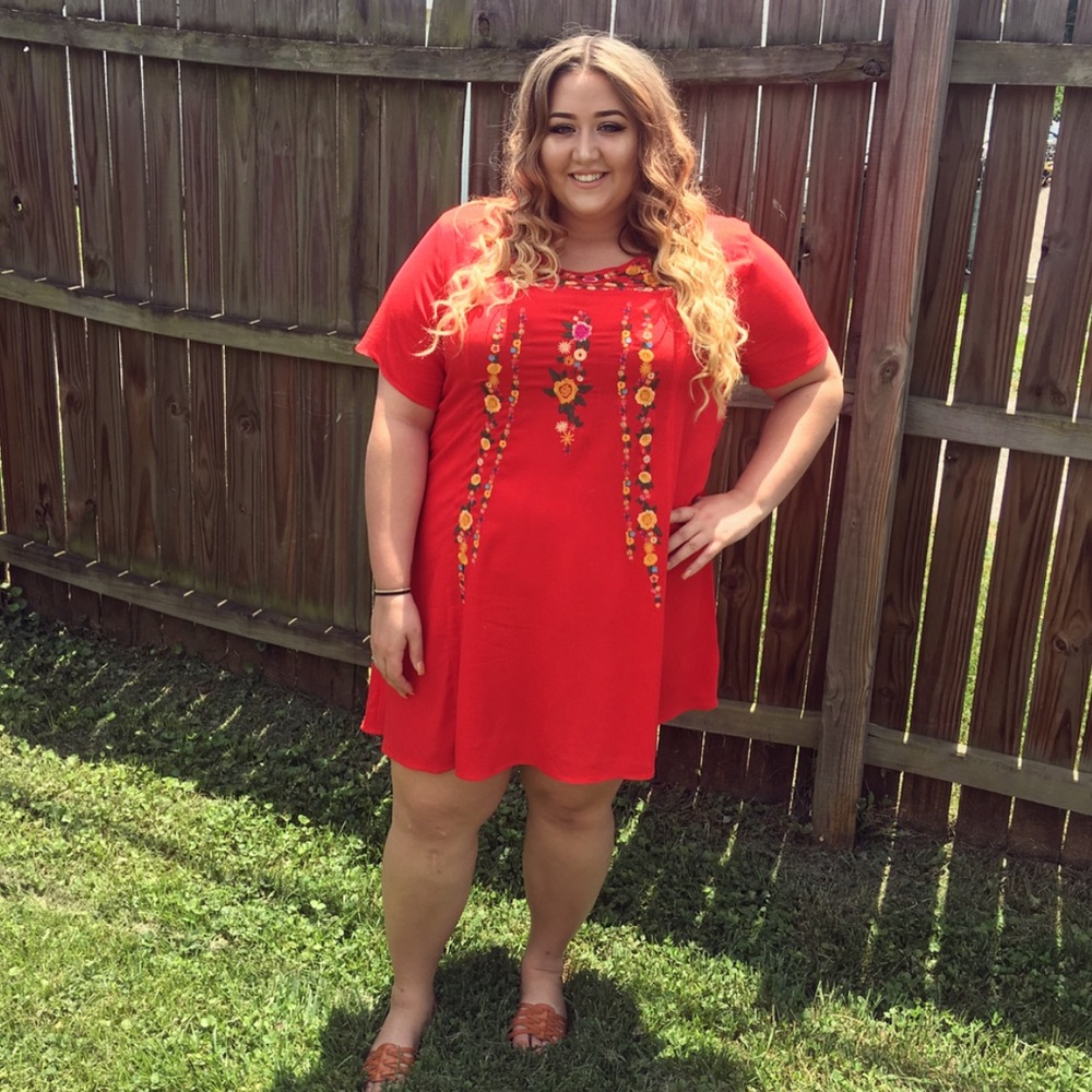 Red Embroidered Dress